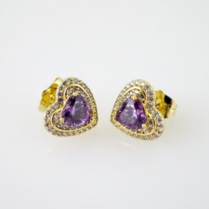 E2436 Earrings - Aretes - Zircon Stone - 14K Real Color