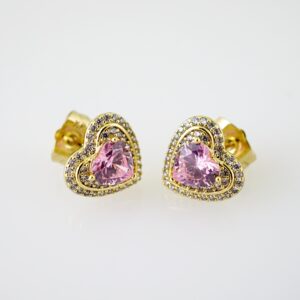 E2437 Earrings - Aretes - Zircon Stone - 14K Real Color