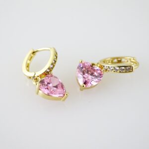E2439 Earrings - Aretes - Zircon Stone - 14K Real Color