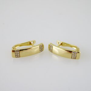 E2442 Earrings - Aretes - Zircon Stone - 14K Real Color