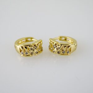 E2443 Earrings - Aretes - Zircon Stone - 14K Real Color