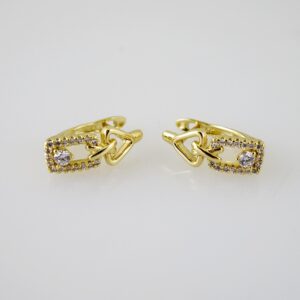 E2447 Earrings - Aretes - Zircon Stone - 14K Real Color