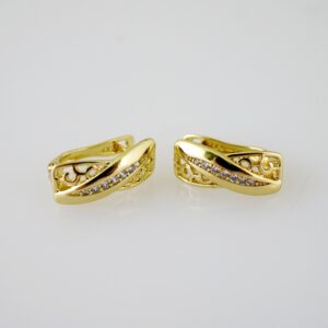 E2449 Earrings - Aretes - Zircon Stone - 14K Real Color