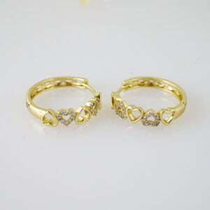 E2452 Earrings - Aretes - Zircon Stone - 14K Real Color