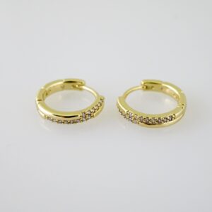 E2454 Earrings - Aretes - Zircon Stone - 14K Real Color