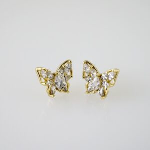 E2459 Earrings - Aretes - Zircon Stone - 14K Real Color