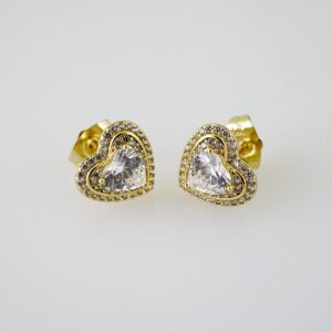 E2460 Earrings - Aretes - Zircon Stone - 14K Real Color