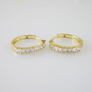 E2461 Earrings - Aretes - Zircon Stone - 14K Real Color