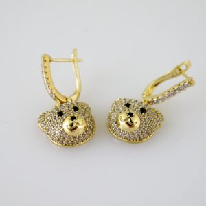 E2465 Earrings - Aretes - Zircon Stone - 14K Real Color