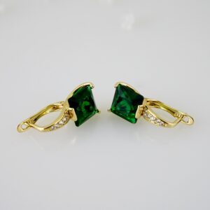 E2468 Earrings - Aretes - Zircon Stone - 14K Real Color