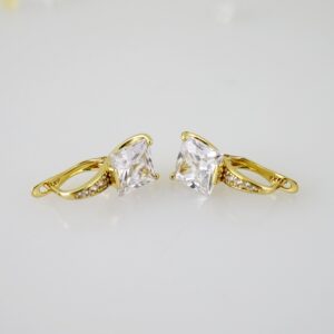 E2469 Earrings - Aretes - Zircon Stone - 14K Real Color