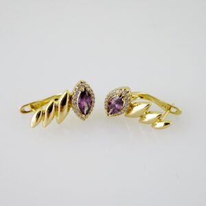 E2473 Earrings - Aretes - Zircon Stone - 14K Real Color