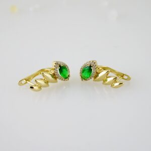 E2474 Earrings - Aretes - Zircon Stone - 14K Real Color