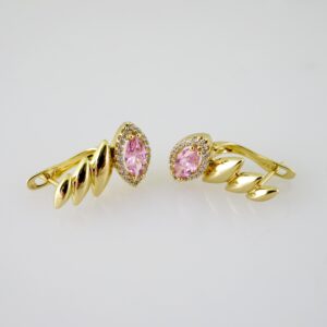 E2475 Earrings - Aretes - Zircon Stone - 14K Real Color