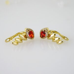E2476 Earrings - Aretes - Zircon Stone - 14K Real Color