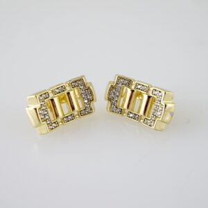 E2477 Earrings - Aretes - Zircon Stone - 14K Real Color