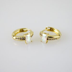 E2478 Earrings - Aretes - Zircon Stone - 14K Real Color