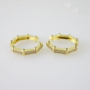 E2480 Earrings - Aretes - Zircon Stone - 14K Real Color