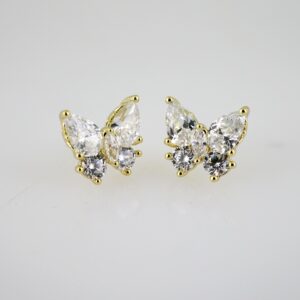 E2487 Earrings - Aretes - Zircon Stone - 14K Real Color