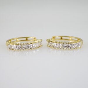 E2488 Earrings - Aretes - Zircon Stone - 14K Real Color