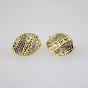 E2492 Earrings - Aretes - Zircon Stone - 14K Real Color