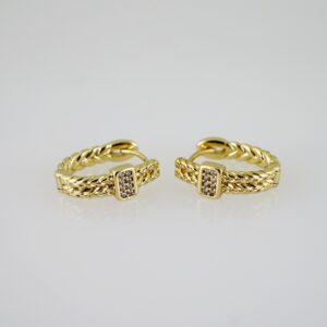 E2501 Earrings - Aretes - Zircon Stone - 14K Real Color