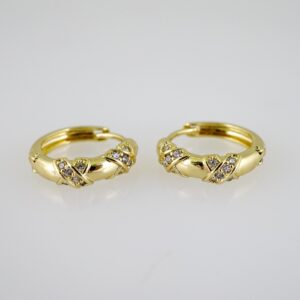 E2503 Earrings - Aretes - Zircon Stone - 14K Real Color