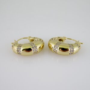 E2504 Earrings - Aretes - Zircon Stone - 14K Real Color