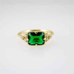 R765 RING - ANILLO - Zircon Stone - 14K Real Color