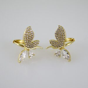 E2511 Earrings - Aretes - Zircon Stone - 14K Real Color