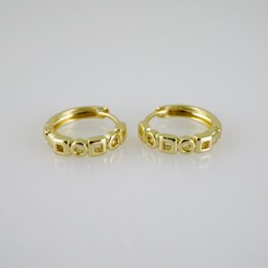 E2514 Earrings - Aretes - Zircon Stone - 14K Real Color