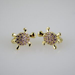 E2517 Earrings - Aretes - Zircon Stone - 14K Real Color