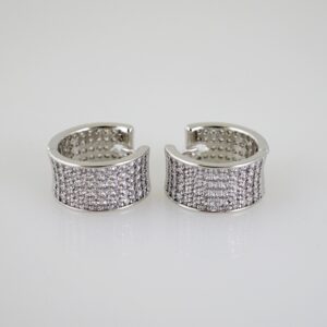 E2520 Earrings - Aretes - Zircon Stone - Silver Color