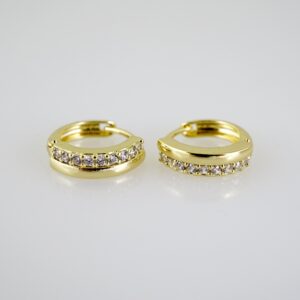E2522 Earrings - Aretes - Zircon Stone - 14K Real Color
