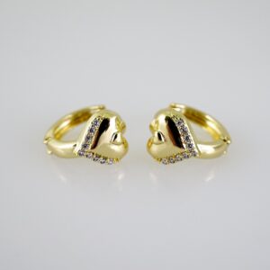 E2521 Earrings - Aretes - Zircon Stone - 14K Real Color