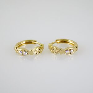 E2523 Earrings - Aretes - Zircon Stone - 14K Real Color