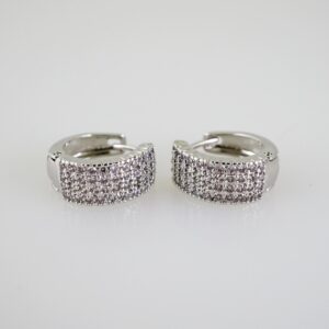 E2529 Earrings - Aretes - Zircon Stone - Silver Color