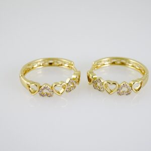 E2531 Earrings - Aretes - Zircon Stone - 14K Real Color