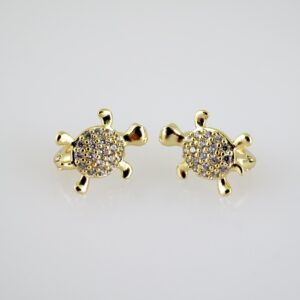E2534 Earrings - Aretes - Zircon Stone - 14K Real Color