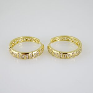 E2539 Earrings - Aretes - Zircon Stone - 14K Real Color