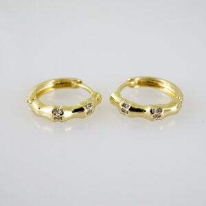 E2540 Earrings - Aretes - Zircon Stone - 14K Real Color