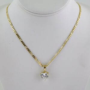 SET1760 Cadenas - Colgante -  Chain W - Pendants - 14K Real Color - Zircon Stone - 3mmX50cm Figaro