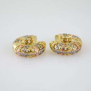 E2558 Earrings - Aretes - Three Tone - Plain