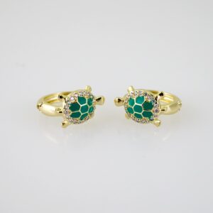E2563 Earrings - Aretes - Zircon Stone - 14K Real Color