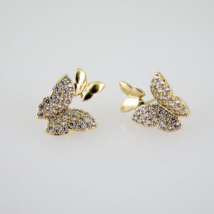 E2568 Earrings - Aretes - Zircon Stone - 14K Real Color