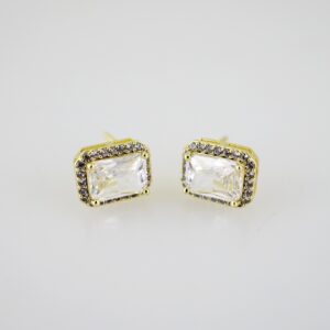 E2569 Earrings - Aretes - Zircon Stone - 14K Real Color