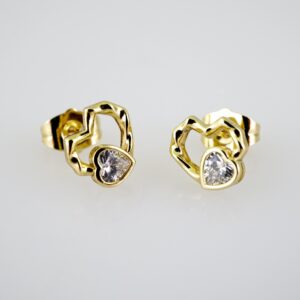 E2571 Earrings - Aretes - Zircon Stone - 14K Real Color
