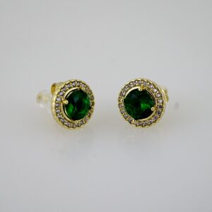 E2572 Earrings - Aretes - Zircon Stone - 14K Real Color