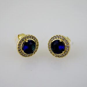 E2574 Earrings - Aretes - Zircon Stone - 14K Real Color