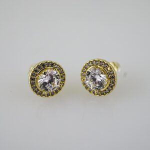 E2575 Earrings - Aretes - Zircon Stone - 14K Real Color